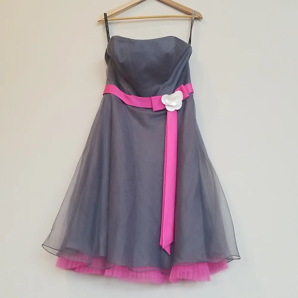 Alfred Angelo Strapless Tea Length Bridesmaid Dress - Picture 1 of 4